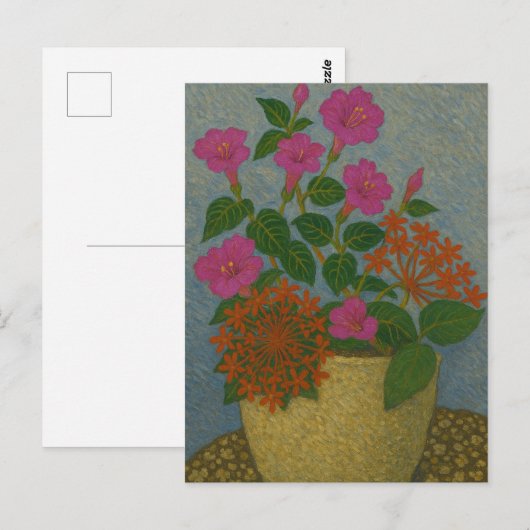 Naaldventiel en vier uur bloem briefkaart (Voorkant / Achterkant)