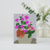Naaldventiel en vier uur bloem briefkaart (Staand voorkant)