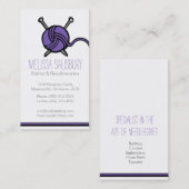 Naaldwerk paarse visitekaartjes (Voorkant / Achterkant)