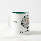 Naam, 11oz Quilled Yorkshire White Rose Tweekleurige Koffiemok (Voorkant links)
