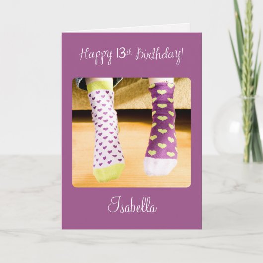naam 13th Birthday Crazy Socks Card Kaart (Voorkant)