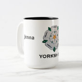 Naam, 15oz Yorkshire White Rose Tweekleurige Koffiemok (Voorkant links)
