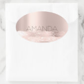Naam 16th Spark Roos Blush Initialen Bridal Ovale Sticker (Tas)