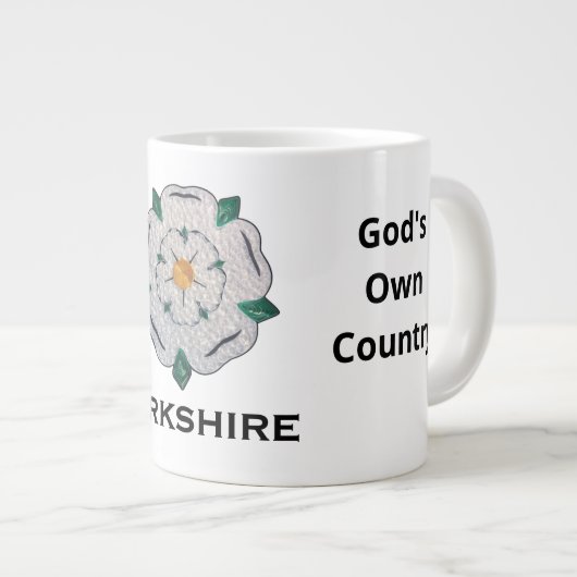 Naam, 20oz Gewatteerde Yorkshire White Rose Grote Koffiekop (Voorkant rechts)