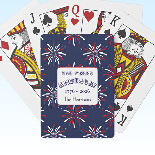 Naam, 250 Jaar Amerika 1776-2026 Vuurwerk  Pokerkaarten