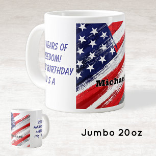 Naam, 250 Jaar Onafhankelijkheid USA Jubileum 20oz Grote Koffiekop