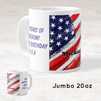 Naam, 250 Jaar Onafhankelijkheid USA Jubileum 20oz Grote Koffiekop