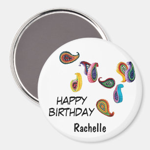 Naam, 3-inch Happy Birthday Quilled Paisleys Magneet