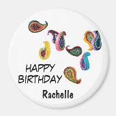 Naam, 3-inch Happy Birthday Quilled Paisleys Magneet (Voorkant)