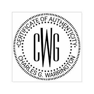 Naam, 3 Initiaal #4 Certificaat van Echtheid  Zelfinktende Stempel