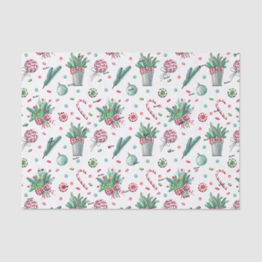 Naam, 3 stks Tissue Papier Pepermunt Ferns Gingham (Voorkant)