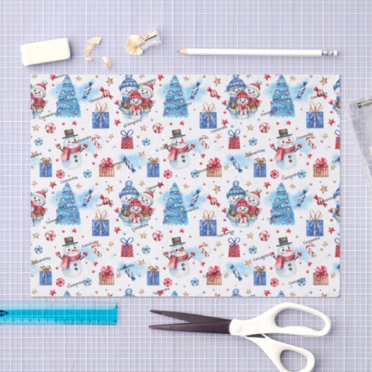 Naam, 3 vellen Tissue Paper Whimsical Christmas Tissuepapier (Craft)