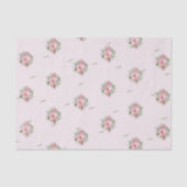 Naam, 3 weefselbladen, roze poinsettia patroon tissuepapier (Voorkant)