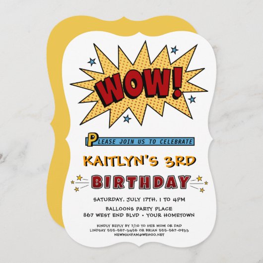 Naam 3e of elke uitnodiging voor een verjaardagsfe (Voorkant / Achterkant)