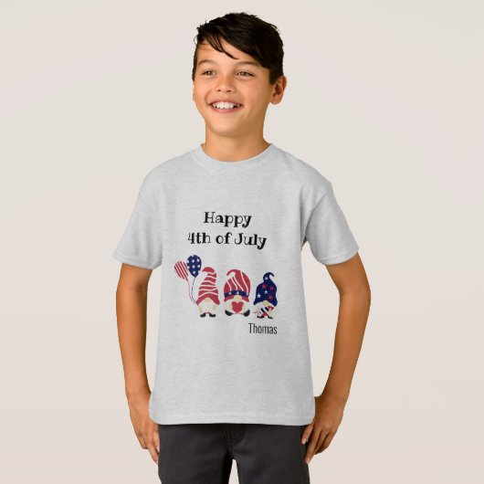 Naam, 4 juli Gnomen, Kinder-Jeugd XS naar XL T-shirt (Voorkant volledig)