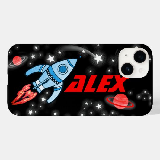 Naam 4 letter raketruimte zwart Case-Mate iPhone case (Achterkant (horizontaal))