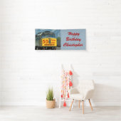Naam, 55th Birthday Yellow Railroad Train Engine Spandoek (Insitu)