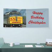 Naam, 55th Birthday Yellow Railroad Train Engine Spandoek (Beurs)