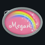 Naam 5 letters regenboog paarse ovale riemgesp gesp<br><div class="desc">Genoemde regenboogriemgesp,  leest momenteel,  Megan of personaliseer met de langere naam van uw keuze (alleen tot 5 letters). Design geïnspireerd op de vele mooie regenbogen hier in Victoria,  Australië. Artikel exclusief ontworpen door Sarah Trett.</div>