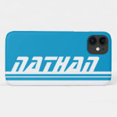 Naam 6 letter blue & white stripe sport Case-Mate iPhone case (Achterkant (horizontaal))