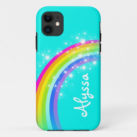 Naam 6 letter regenboogaqua iphone case (Achterkant)