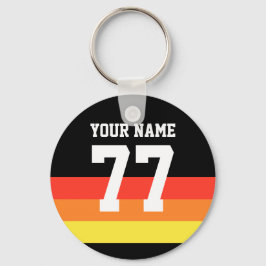 Naam 77 Sport Jersey Nummer zwart Yellow Red Sleutelhanger