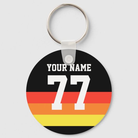 Naam 77 Sport Jersey Nummer zwart Yellow Red Sleutelhanger (Voorkant)