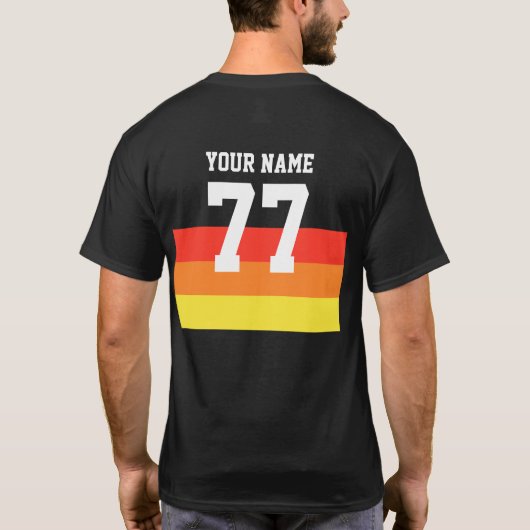 Naam 77 Sport Jersey Nummer zwart Yellow Red T-shirt (Achterkant)