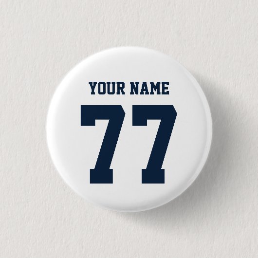 Naam 77 Sports Jersey Number Navy and White Ronde Button 3,2 Cm (Voorkant)