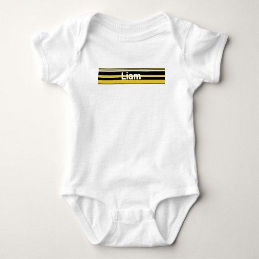 Naam -7 combinatie strips -Zwart & Goud Romper (Voorkant)