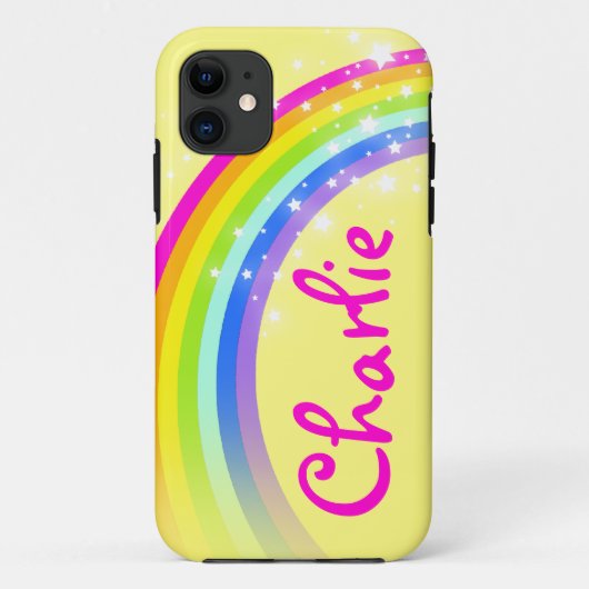 Naam 7 letter regenbooggele ifoon Case-Mate iPhone case (Achterkant)