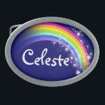 Naam 7 letters regenboog marine ovale riem gesp<br><div class="desc">Genoemd regenboog riem gesp,  momenteel leest,  Celeste of personaliseren met de langere naam van uw keuze (maximaal 7 letters alleen). Ontwerp geïnspireerd op de vele prachtige regenbogen hier in Victoria,  Australië. Het is exclusief ontworpen door Sarah Trett.</div>
