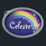 Naam 7 letters regenboogzeemeerriem gesp<br><div class="desc">De naam van de regenbooggordel staat op dit moment op de naam Celeste of personaliseert u met de langere naam van uw keuze (alleen tot 7 letters). Design geïnspireerd door de vele prachtige regenbogen hier in Victoria,  Australië. Object uitsluitend ontworpen door Sarah Trett.</div>