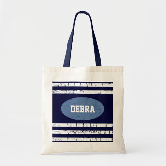 naam aangepast blauw tote bag (Voorkant)