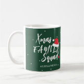 Naam aangepast kerstfamiliekaartscript koffiemok (Links)