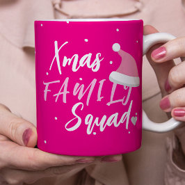 Naam aangepast kerstfamiliescript roze koffiemok