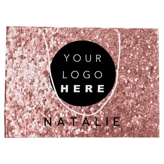 Naam Aangepast Logo Glitter Roos Blush Powder Groot Cadeauzakje (Achterkant)