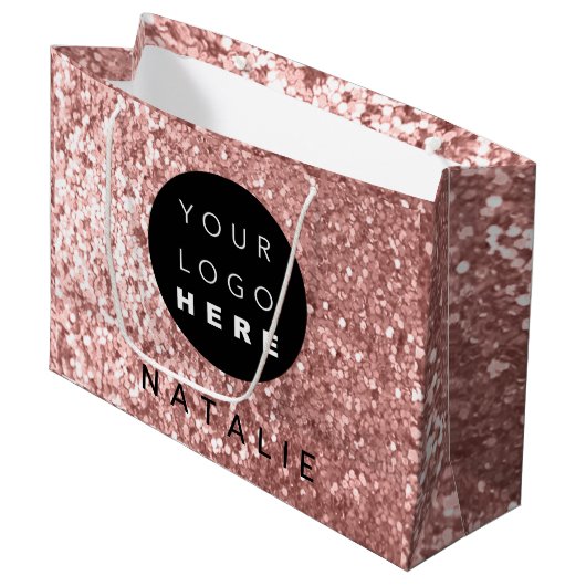 Naam Aangepast Logo Glitter Roos Blush Powder Groot Cadeauzakje (Voorkant Gekanteld)