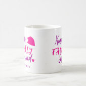 Naam aangepast roze kerstfamiliescript koffiemok (Center)