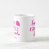Naam aangepast roze kerstfamiliescript koffiemok (Center)