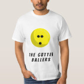 Naam aangepast team | Gele Bowling Ball T-shirt (Voorkant)