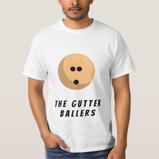 Naam aangepast team | Oranje Bowling Ball T-shirt (Voorkant)