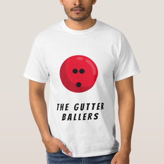 Naam aangepast team | Red Bowling Ball T-shirt (Voorkant)