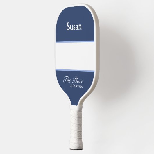 Naam aangepaste club Monogrammed White Navy Blue Pickleball Paddle (Links)