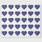 Naam Aangepaste Dark Blue Heart Cadeaupapier (Vlak)