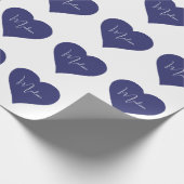 Naam Aangepaste Dark Blue Heart Cadeaupapier (Hoek)