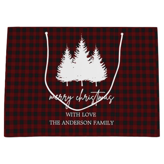 Naam aangepaste familie Buffalo plaid kerstmis Groot Cadeauzakje (Voorkant)
