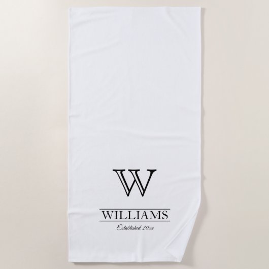 Naam aangepaste legant rubrieksmonogram strandlaken (Voorkant)