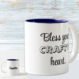 naam, aangepaste tekst, zegene je geslepen hart 11 tweekleurige koffiemok