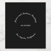 Naam aanpassen, datum zwarte bruiloft wijn etiket (Enkel label)